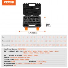 VEVOR Crowfoot Wrench Set, 1/2" and 3/8" Drive 15-Piece Crows Foot Wrench Set with PP Storage Case,  Metric 8-24 mm, CRMO Steel and  Manganese Phosphate Finish, for Mechanical Maintenance or Repairs