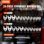 VEVOR Crowfoot Wrench Set, 3/8" Drive 24-Piece Crows Foot Wrench Set with 2 Extension Bars and EVA Tool Organizer, SAE 3/8"-1" and Metric 10-22 mm, CRMO Steel and Mirror Chrome Finish