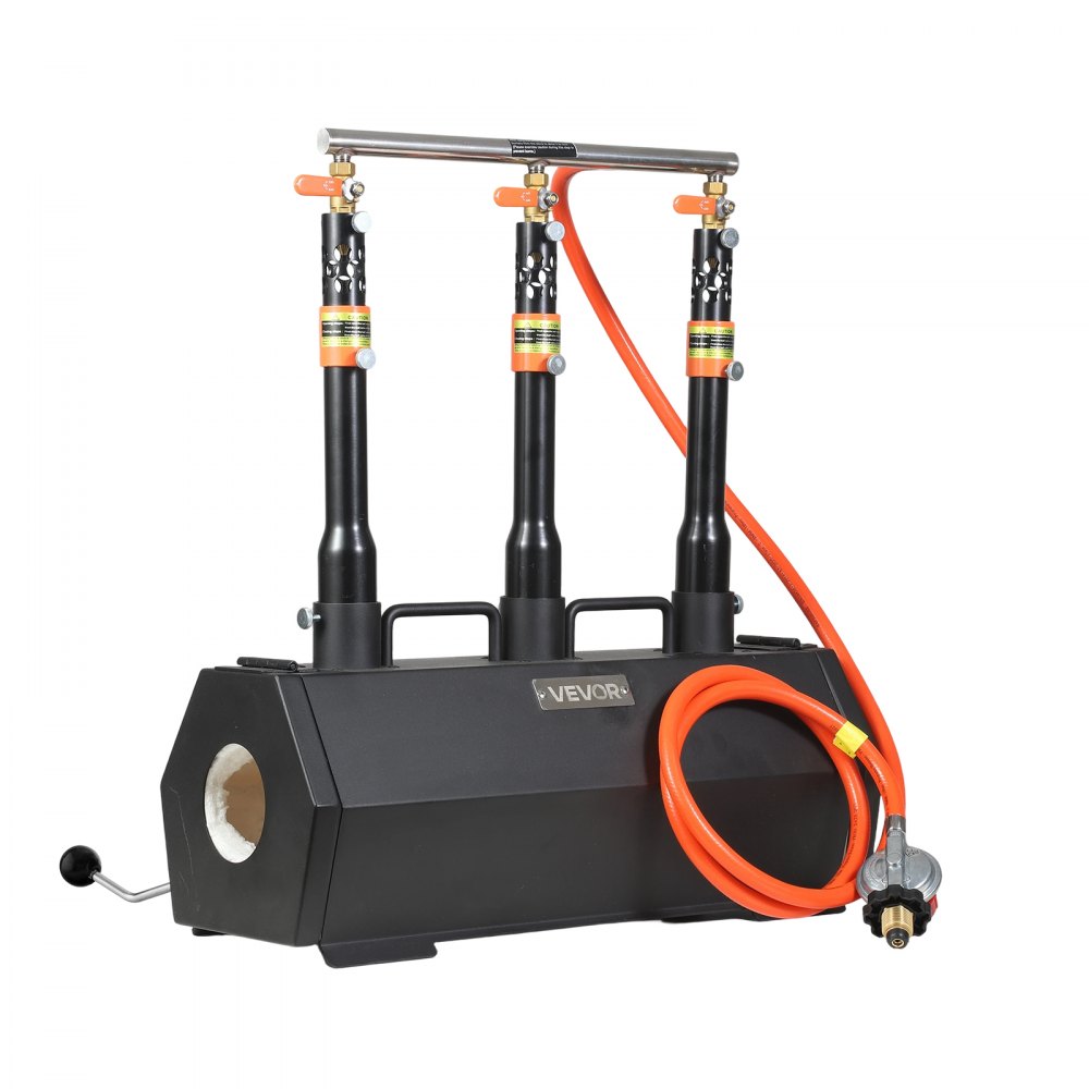 VEVOR Portable Propane Forge, 3 Burners, 1427℃ Tool and Knife Making Blacksmithing Farrier Forge, Large Capacity Hexagon, Cold-Rolled Steel Gas Forging Tools and Equipment, Use for Metal Forging