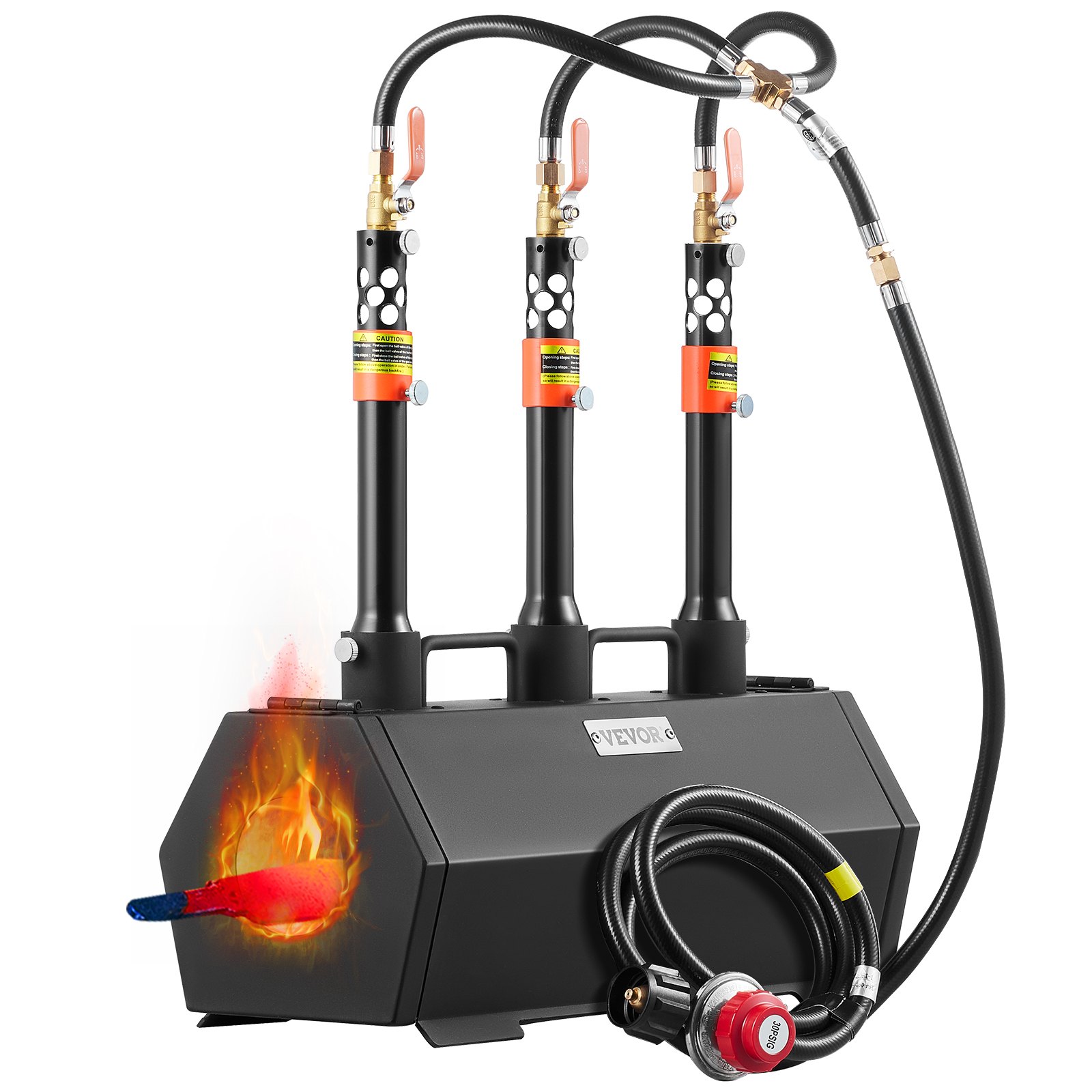 VEVOR Portable Propane Forge, 3 Burner Farrier Forge, 2600℉ Tool and Knife Making Blacksmithing Gas Forge, Large Capacity Hexagon Cold-Rolled Steel Gas Forging Tools and Equipment for Metal Forging