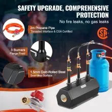 VEVOR Portable Propane Forge 3 Burner Farrier Forge 2600℉ Tool Knife Metal Forge