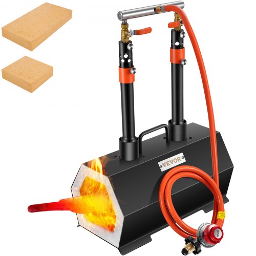 VEVOR Propane Forge Portable, Double Burner Tool and Knife Making, Large Capacity Blacksmith Farrier Forges, Mini Furnace Blacksmithing, Gas Forging Tools and Equipment, Complete Kit