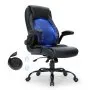 VEVOR Executive Office Chair with Cutting-edge Adjustable Lumbar Support, High Back PU Leather Office Chair Ergonomic for Back Pain, with Padded Flip-up Arms