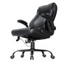 black VEVOR executive office chair with padded armrests, ergonomic design, and adjustable height.