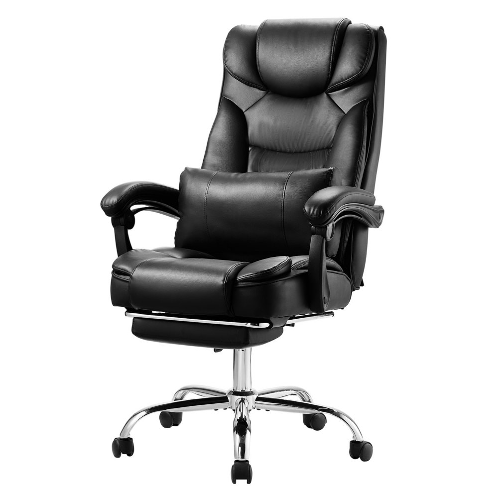 VEVOR Executive Chair High Back Office Chair with Footrest Lumbar Pillow Black