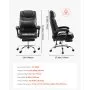 VEVOR Executive Chair, High Back Office Chair with Footrest and Lumbar Pillow, Ergonomic Desk Chair 135° Recline & Adjustable Height, PU Leather Swivel Rolling Chair for Work, Study, Game, Black