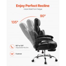 VEVOR Executive Chair High Back Office Chair with Footrest Lumbar Pillow Black