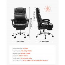 VEVOR Executive Office Chair with Footrest, 300lbs Capacity With High Back Office Chair, with Footrest Lumbar Pillow