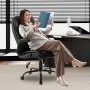 VEVOR Executive Chair, High Back Office Chair with Flip-up Armrests & Lumbar Support, Ergonomic Desk Chair Adjustable Tilt & Height, PU Leather Swivel Rolling Chair for Working, Study, Gaming, Black