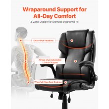 VEVOR Executive Chair High Back Desk Chair Flip-up Armrests Lumbar Support Black