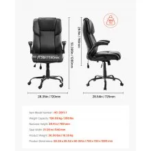 VEVOR Executive Chair High Back Desk Chair Flip-up Armrests Lumbar Support Black