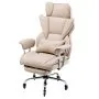 VEVOR Executive Office Chair with Footrest, 400lb Capacity Office Chair with Lumbar Pillow & Removable Armrests, Heavy Duty Ergonomic Chair, PU Leather Reclining Home Office Desk Chairs, Brown