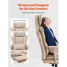 VEVOR Executive Office Chair High Back Chair Footrest & Removable Armrests Brown