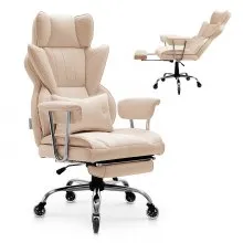 VEVOR Executive Office Chair High Back Chair Footrest & Removable Armrests Brown