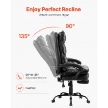 VEVOR Executive Office Chair High Back Chair with Footrest Lumbar Pillow Black