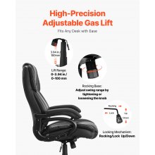 VEVOR Executive Office Chair, 500lbs Capacity with Adjustable Lumbar Support, High Back PU Leather Office Chair Ergonomic for Back Pain, Black