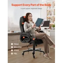 VEVOR Executive Chair High Back Office Chair Knob-Control Lumbar Support Black
