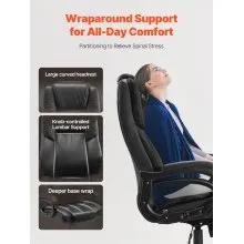 VEVOR Executive Chair High Back Office Chair Knob-Control Lumbar Support Black