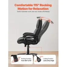 VEVOR Executive Chair High Back Office Chair Knob-Control Lumbar Support Black