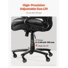 VEVOR Executive Chair High Back Office Chair Knob-Control Lumbar Support Black