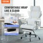 VEVOR Reclining Office Chair with Footrest, Heavy Duty PU Leather Wide Office Chair, Big and Tall Executive Office Chairs with Lumbar Support, Strong Metal Base Quiet Wheels, White