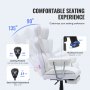 VEVOR Reclining Office Chair with Footrest, Heavy Duty PU Leather Wide Office Chair, Big and Tall Executive Office Chairs with Lumbar Support, Strong Metal Base Quiet Wheels, White