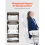 VEVOR reclining office chair with hidden extendable footrest, white leather design on carpeted floor.