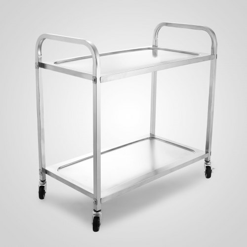 Stainless Steel Kitchen Catering Serving Trolley Cart Food Prep Table 2 Tiers