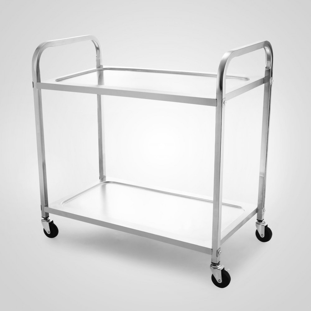 Stainless Steel Kitchen Catering Serving Trolley Cart Food Prep Table 2 Tiers