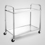 Stainless Steel Kitchen Catering Serving Trolley Cart Food Prep Table 2 Tiers