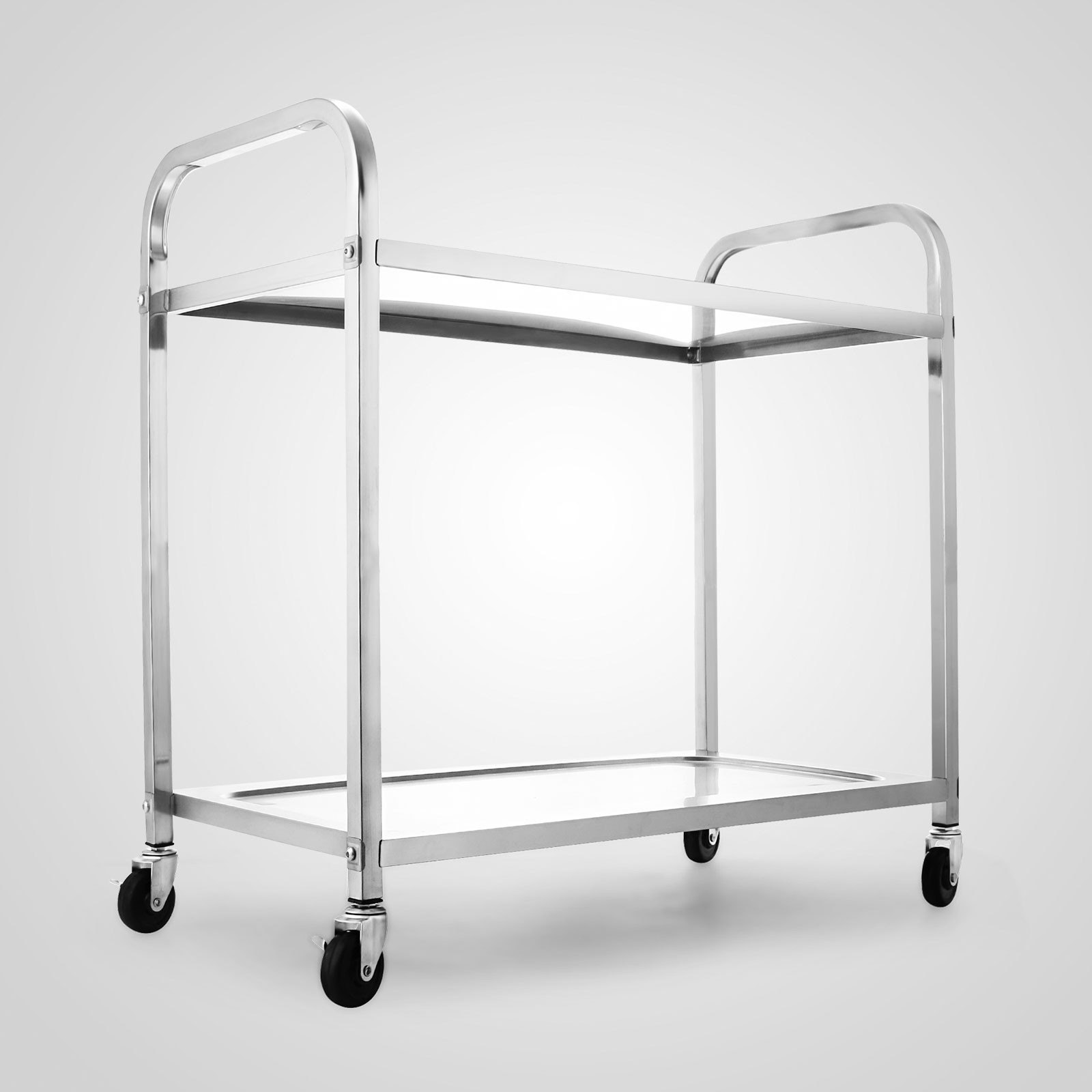 Stainless Steel Kitchen Catering Serving Trolley Cart Food Prep Table 2 Tiers