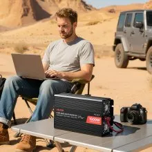 VEVOR 1500W Power Inverter, 12V DC to 120V AC Pure Sine Wave Inverter, Car Charger Converter with Remote Control, USB & Type-C Ports, 4 AC Outlets, Fast-charging for RV, Truck Outdoor Camping