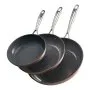 VEVOR Frying Pan Skillet, Aluminum Egg Fry Pans, 3 Piece (200, 270, 300 mm), Nonsitck Ceramic Heavy-Duty Skillets with Heat-Resistant Handle, Chef's Cookware, for Oven, Gas, Electric, Induction, Grey