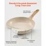 VEVOR Frying Pan Skillet, Aluminum Egg Fry Pans, 3 Pcs (200, 240, 280 mm), Nonsitck Ceramic Heavy-Duty Skillets with Heat-Resistant Handle, Chef's Kitchen Cookware for Gas, Electric, Induction, Beige