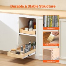 VEVOR Pull Out Cabinet Organizer Soft Close Slideout Shelf Wood Drawer 14"W x 21"D