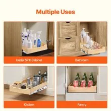 VEVOR Pull Out Cabinet Organizer Soft Close Slideout Shelf Wood Drawer 14"Wx21"D