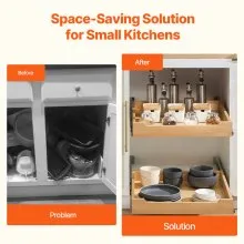 VEVOR Pull Out Cabinet Organizer Soft Close Slideout Shelf Wood Drawer 20"Wx21"D