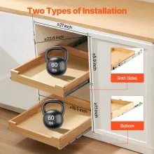 VEVOR Pull Out Cabinet Organizer Soft Close Slideout Shelf Wood Drawer 20"Wx21"D