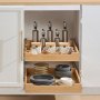 Organizador de gabinete extraíble de 2 niveles VEVOR, cajón de 50 cm de ancho x 53 cm de profundidad, estante deslizable de cierre suave, cajón de madera deslizante de alta resistencia, base ajustable para organizar su cocina, despensa y baño.