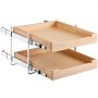 Organizador de gabinete extraíble de 2 niveles VEVOR, cajón de 50 cm de ancho x 53 cm de profundidad, estante deslizable de cierre suave, cajón de madera deslizante de alta resistencia, base ajustable para organizar su cocina, despensa y baño.