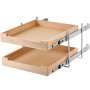 Organizador de gabinete extraíble de 2 niveles VEVOR, cajón de 50 cm de ancho x 53 cm de profundidad, estante deslizable de cierre suave, cajón de madera deslizante de alta resistencia, base ajustable para organizar su cocina, despensa y baño.