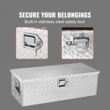 VEVOR Heavy Duty Aluminum Truck Bed Tool Box, Diamond Plate Tool Box with Side Handle and Lock Keys, Storage Tool Box Chest Box Organizer for Pickup, Truck Bed, RV, Trailer, 30"x13"x9.6", Silver
