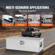 VEVOR Heavy Duty Aluminum Truck Bed Tool Box, Diamond Plate Tool Box with Side Handle and Lock Keys, Storage Tool Box Chest Box Organizer for Pickup, Truck Bed, RV, Trailer, 30"x13"x9.6", Silver