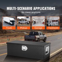 VEVOR Heavy Duty Aluminum Truck Bed Tool Box, Diamond Plate Tool Box with Side Handle and Lock Keys, Storage Tool Box Chest Box Organizer for Pickup, RV, Trailer, Truck Bed, 30"x13"x9.6", Black