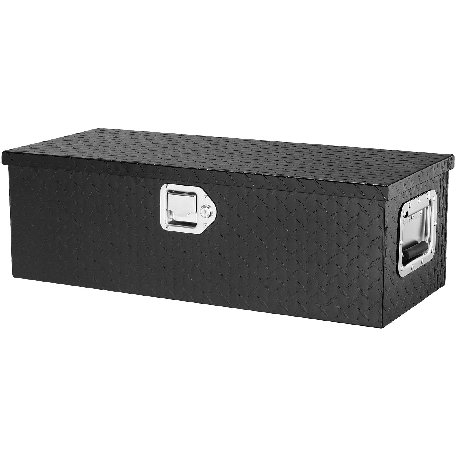 VEVOR Heavy Duty Aluminum Truck Bed Tool Box, Diamond Plate Tool Box with Side Handle and Lock Keys, Storage Tool Box Chest Box Organizer for Pickup, Truck Bed, RV, Trailer, 30"x13"x9.6", Black