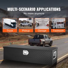 VEVOR Heavy Duty Aluminum Truck Bed Tool Box, Diamond Plate Tool Box with Side Handle and Lock Keys, Storage Tool Box Chest Box Organizer for Pickup, Truck Bed, RV, Trailer, 990 x 330 x 254 mm, Black
