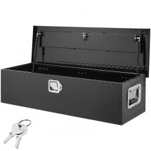 VEVOR Heavy Duty Aluminum Truck Bed Tool Box, Diamond Plate Tool Box with Side Handle and Lock Keys, Storage Tool Box Chest Box Organizer for Pickup, Truck Bed, RV, Trailer, 39"x13"x10", Black