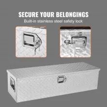 VEVOR Heavy Duty Aluminum Truck Bed Tool Box, Diamond Plate Tool Box with Side Handle and Lock Keys, Storage Tool Box Chest Box Organizer for Pickup, Truck Bed, RV, Trailer, 39"x13"x10", Silver