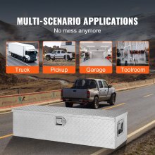 VEVOR Heavy Duty Aluminum Truck Bed Tool Box, Diamond Plate Tool Box with Side Handle and Lock Keys, Storage Tool Box Chest Box Organizer for Pickup, Truck Bed, RV, Trailer, 99cmx33cmx25.4cm, Silver