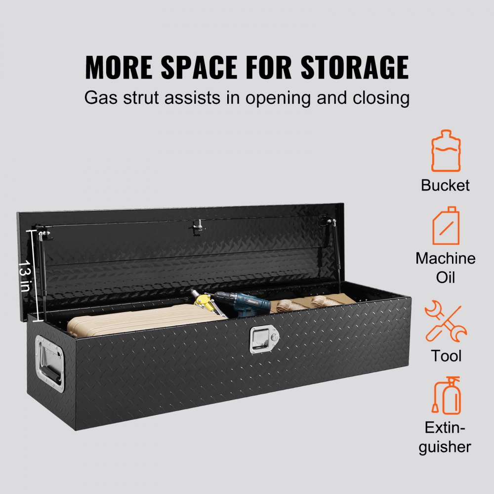 VEVOR 48" x 15" x 15" Heavy Duty Aluminium Bar Bread Tool Box for pick-up truck bed